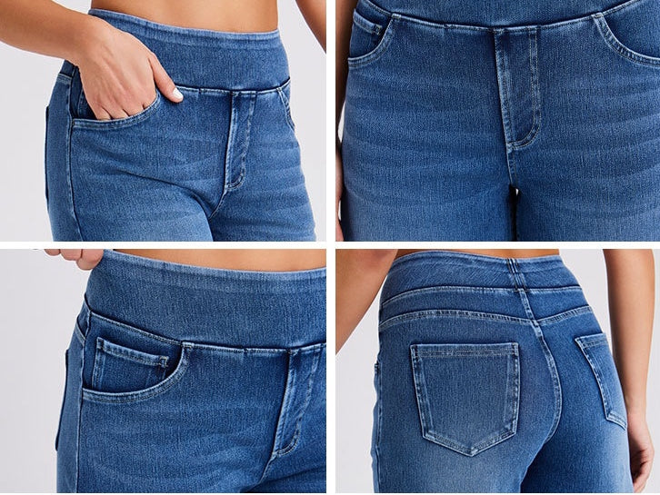 FlexForm Whiskered Denim Shorts in Medium Blue