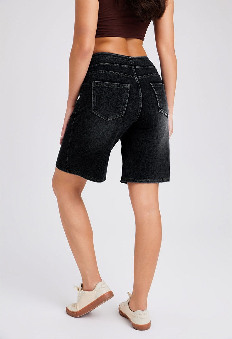 FlexForm Whiskered Denim Shorts in Dark Grey
