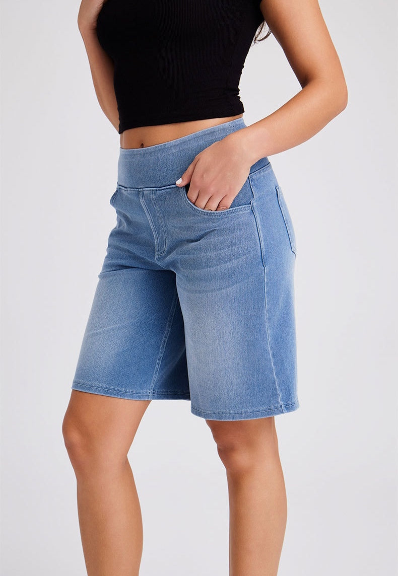 FlexForm Whiskered Denim Shorts in Light Blue