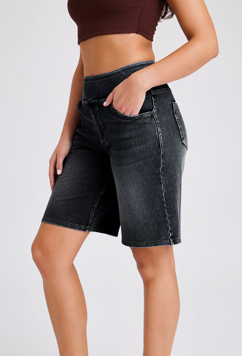 FlexForm Whiskered Denim Shorts in Dark Grey