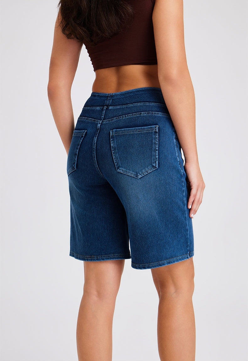 FlexForm Whiskered Denim Shorts in Dark Blue