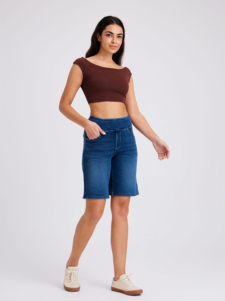 FlexForm Whiskered Denim Shorts in Dark Blue
