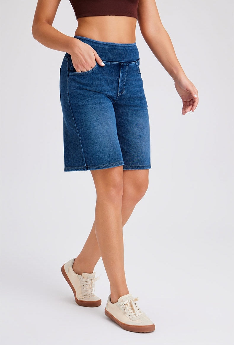 FlexForm Whiskered Denim Shorts in Dark Blue