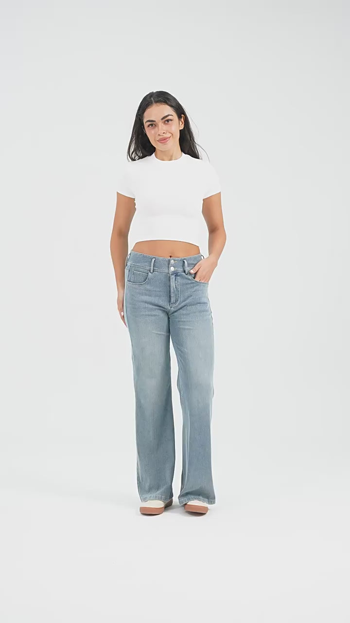 Two Button Classic Denim in Medium Blue